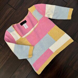 ANNIE B  Color Block Stretch Knit Sweater Crop Top SZ M